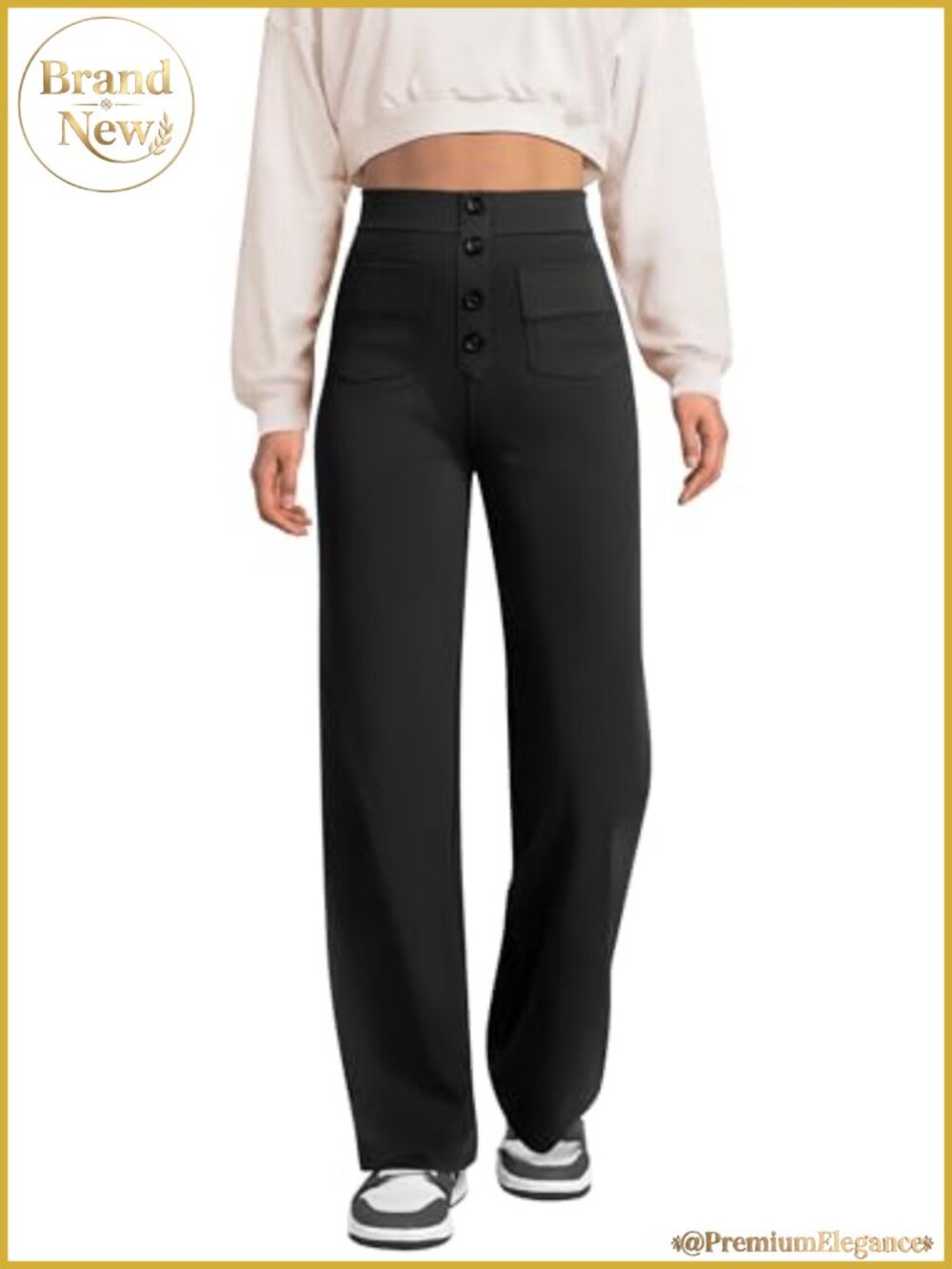 Women's Straight Leg Dress Pants Stretchy Work Trousers High Waisted